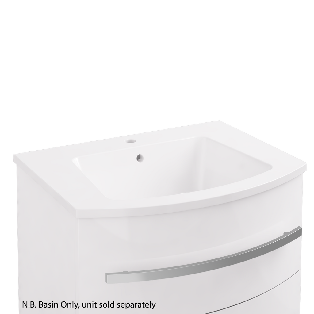 Centa 60cm Curved Ceramic Basin - White