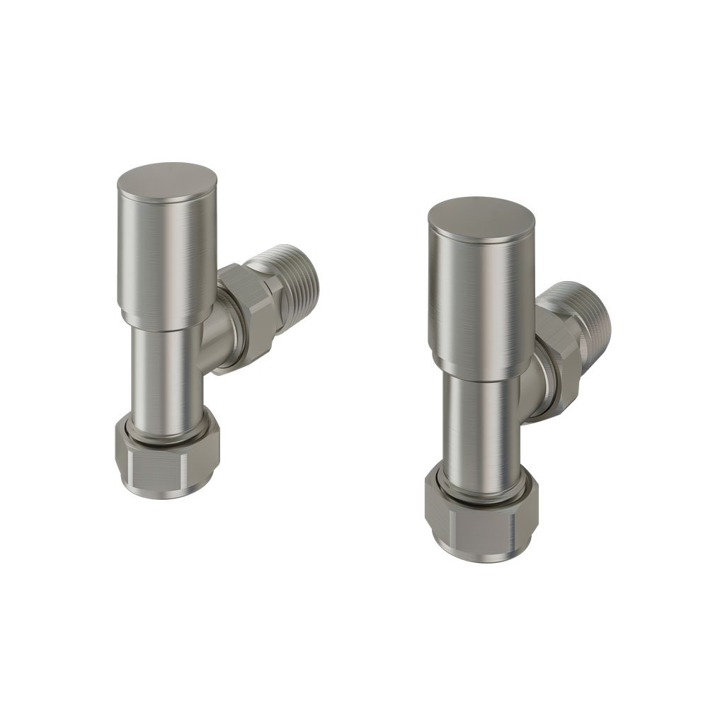 Angled Radiator Valves (pair) Brushed Nickel