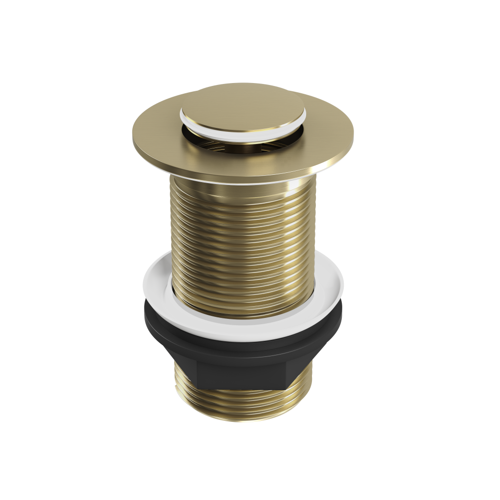 Unslotted Push Button Basin Waste - Brushed Brass