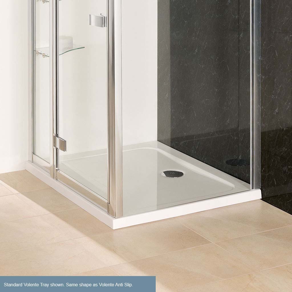 Volente Plan B ABS 900mm x 800mm Rectangular Stone Resin Shower Tray - White