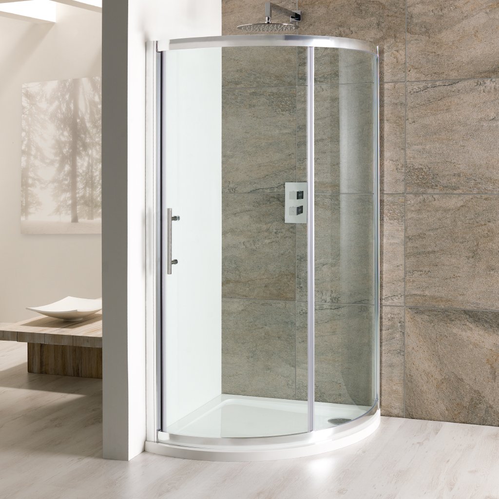 Volente Bow Fronted 800mm x 800mm Quadrant Shower Tray for 58.007 Shower Enclosure - White