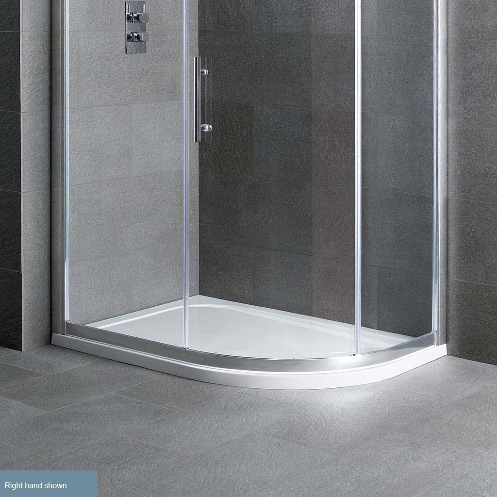 Volente Plan B Right Hand (RH) ABS 1400mm x 760mm Offset Quadrant Stone Resin Shower Tray - White