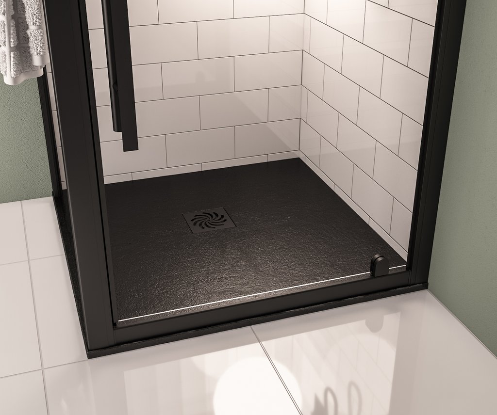  Crossland  800 x 800mm Square  Shower Tray with Slate Finish  - Black