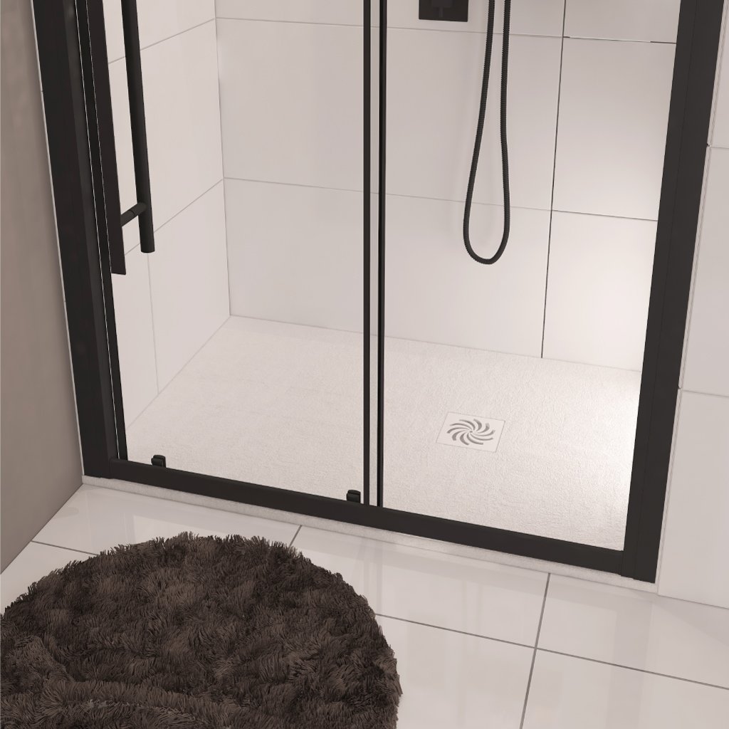  Crossland  1000 x 800mm Rectangular Shower Tray with Slate Finish - White