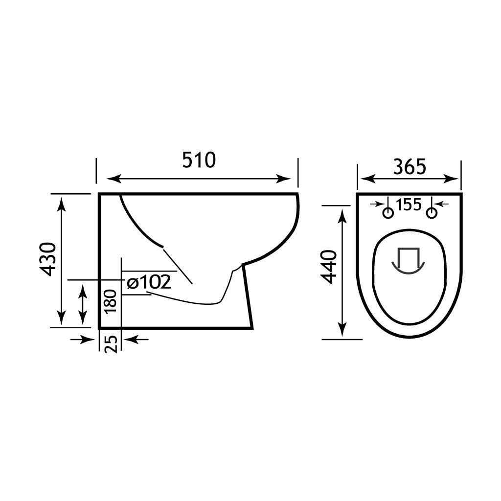 Farringdon Back To Wall WC Pan with Fixings - White