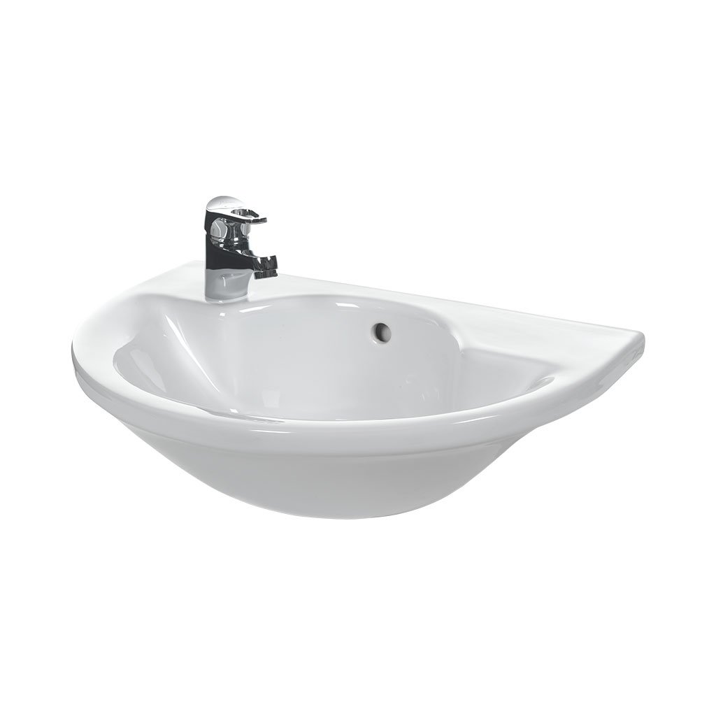 Kompact 56cm x 39cm 1 Tap Hole Semi Recessed Basin - White