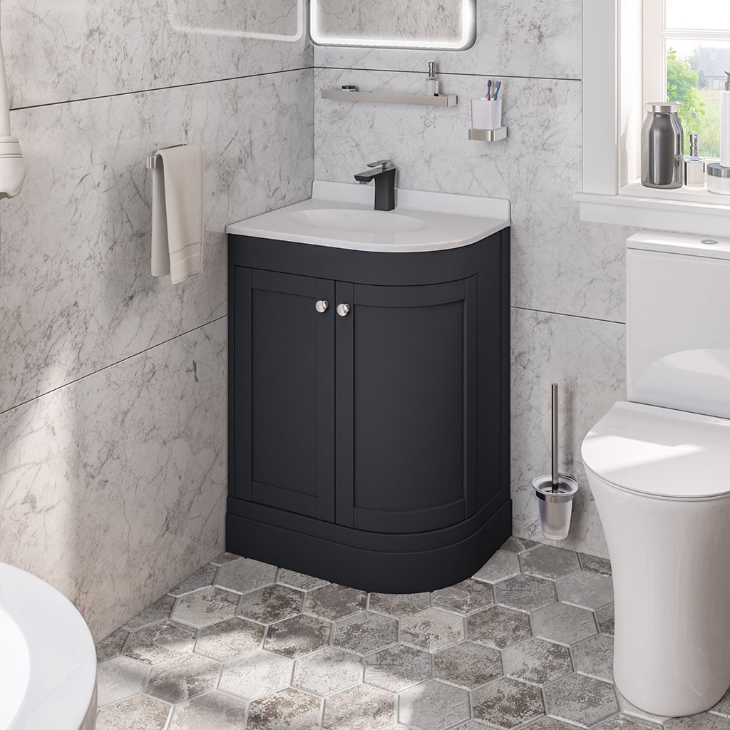 Hardwick 60cm Left Hand (LH) 2 Door Corner Cabinet Basin Unit - Matt Anthracite