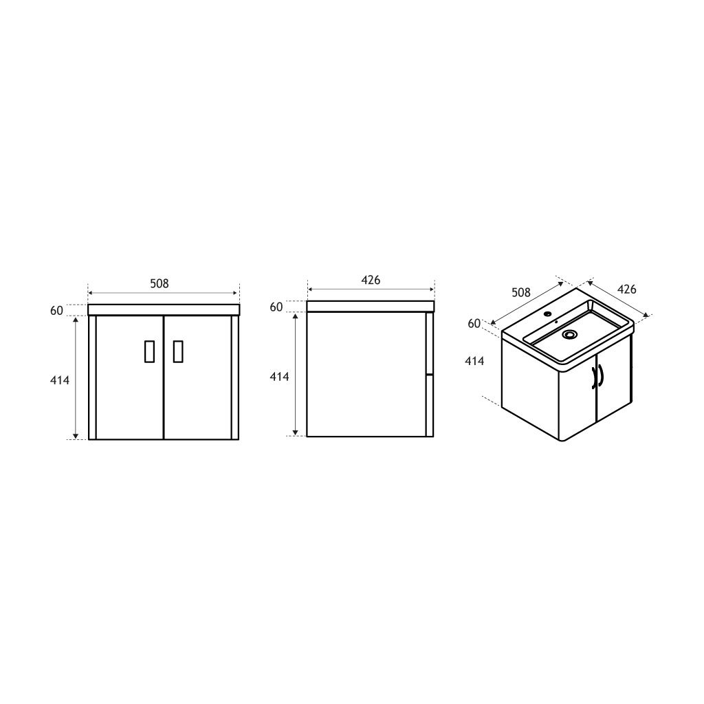 Cavone 50CM 2 Door Basin Vanity Unit - Matt Grey