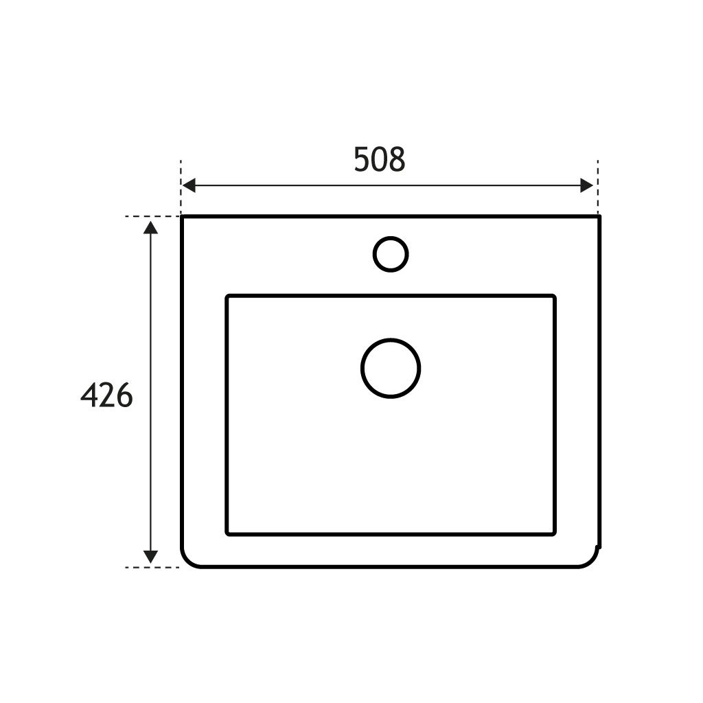 Cavone 50cm x 42cm 1 Tap Hole Polymarble Basin - High Gloss White 