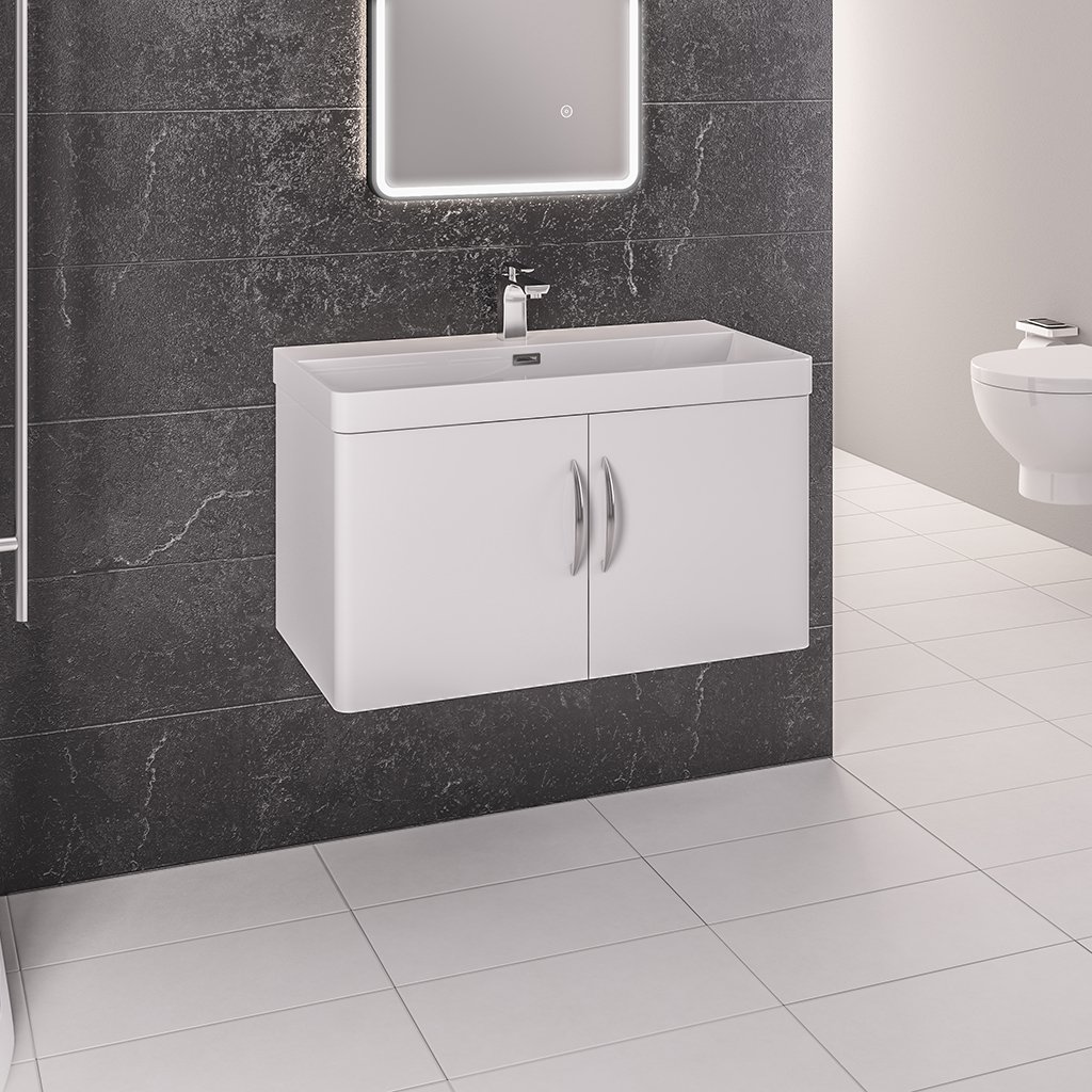 Cavone 80CM 2 Door Basin Vanity Unit - High Gloss white 