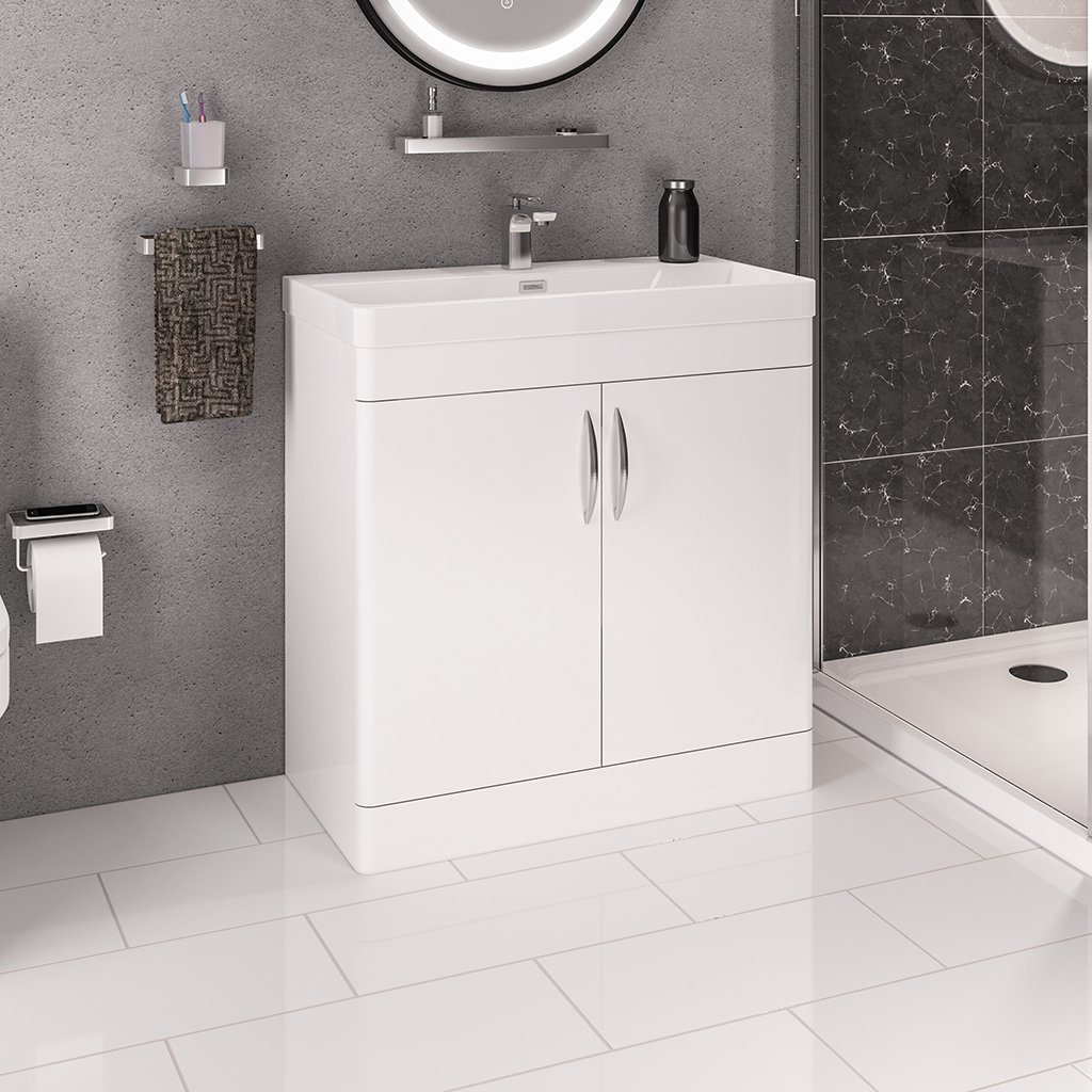 Cavone 80cm x 41cm 1 Tap Hole Polymarble Basin - White 