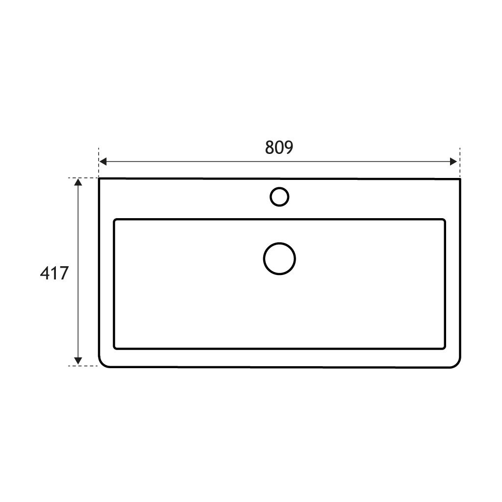 Cavone 80cm x 41cm 1 Tap Hole Polymarble Basin - White 