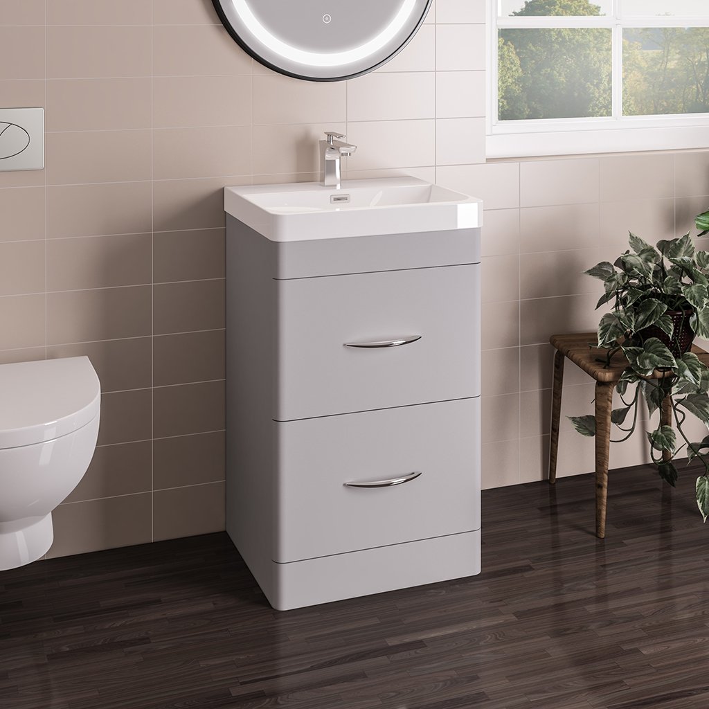 Cavone 50CM 2 Drawer Basin Vanity Unit - Matt Grey