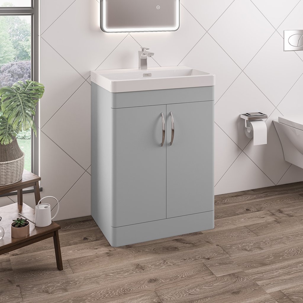 Cavone 60CM 2 Door Basin Vanity Unit - Matt Grey