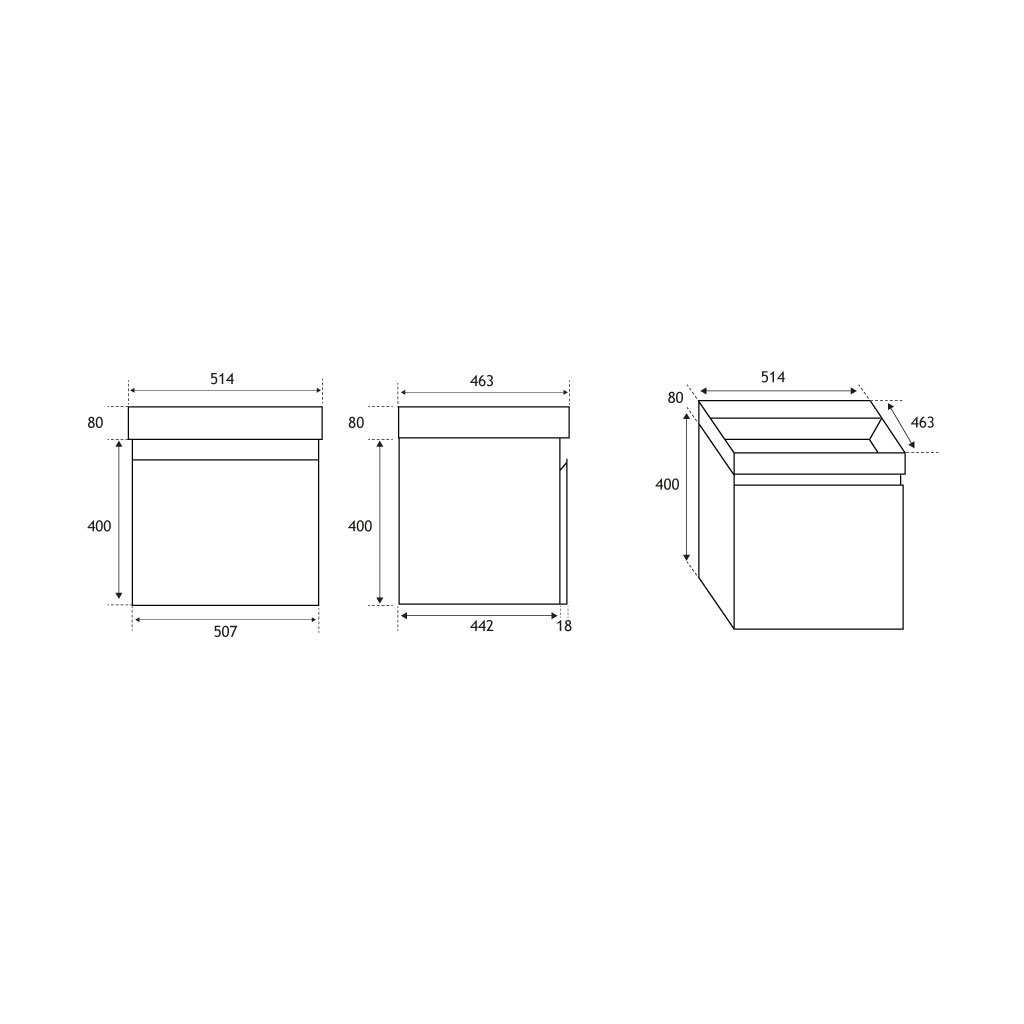 Gravina 50CM 1 Drawer Wall Hung Basin Vanity Unit - High Gloss Grey