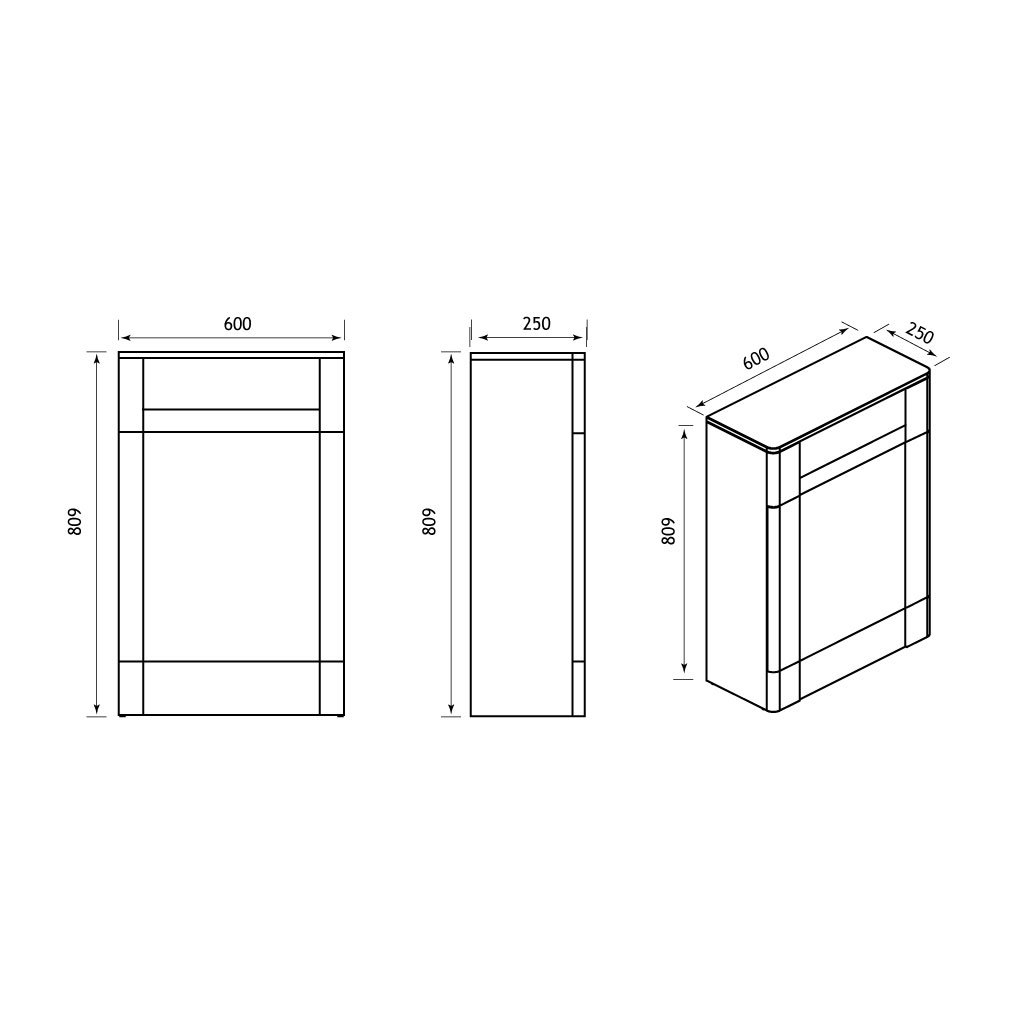 Hardwick 60cm(W) x 250cm(D) WC Unit - Matt White