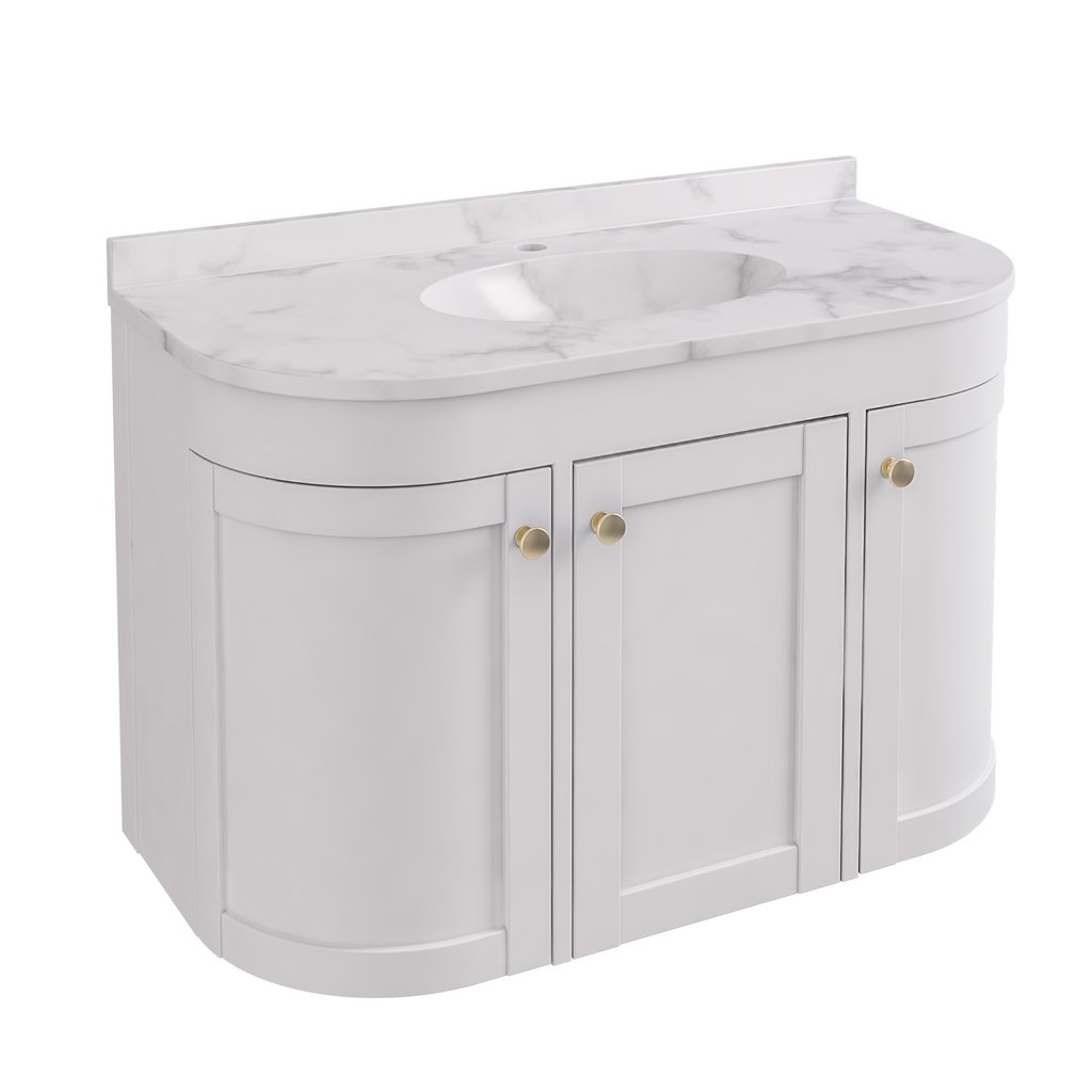 Hardwick 90CM 3 Door Basin Vanity Unit - Matt White