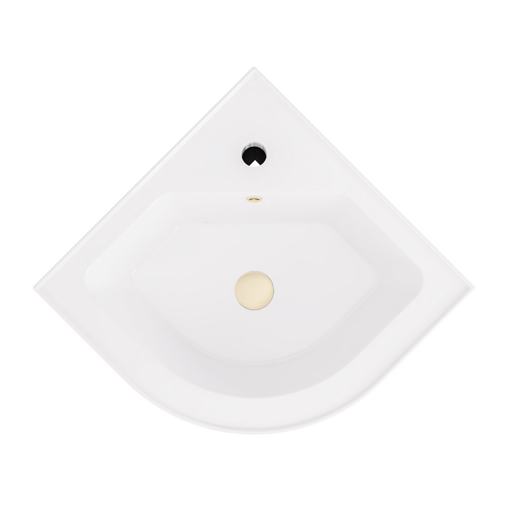 Hardwick 43cm x 43cm 1 Tap Hole Polymarble Corner Basin with Overflow - White