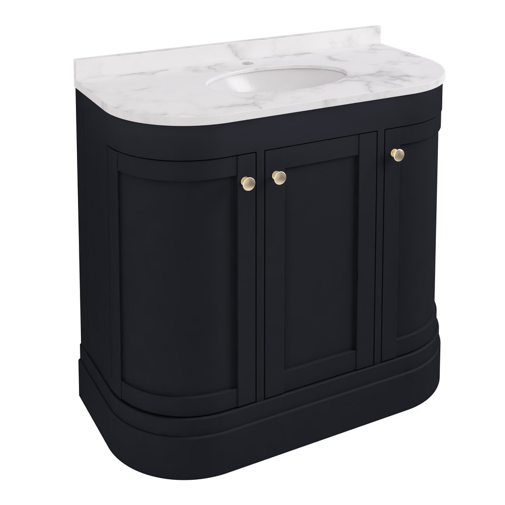 Hardwick 90CM 3 Door Single Bowl Basin Vanity Unit - Anthracite