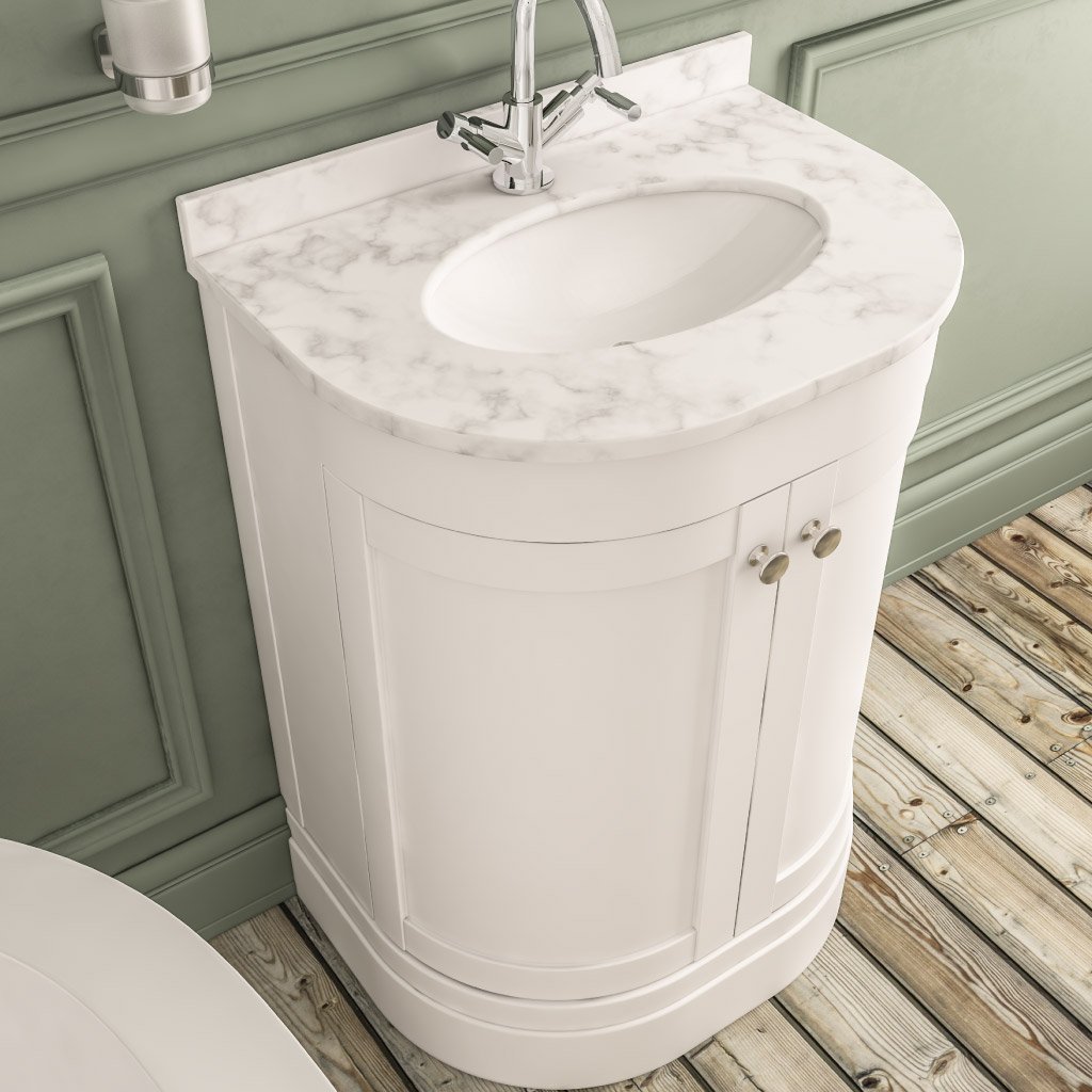 Hardwick Traditional 60cm x 44cm 1 Tap Hole Quartz Basin - White