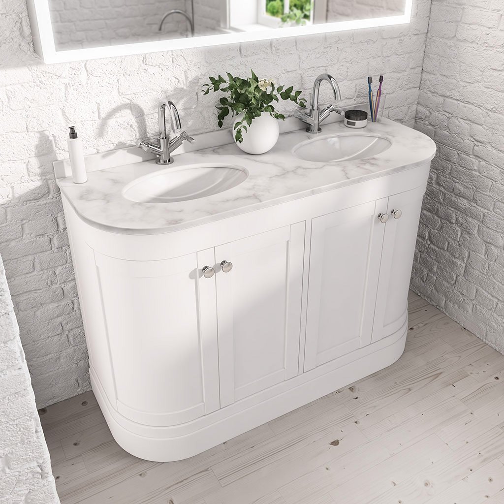 Hardwick 120CM 4 Door Double Bowl Basin Vanity Unit - White