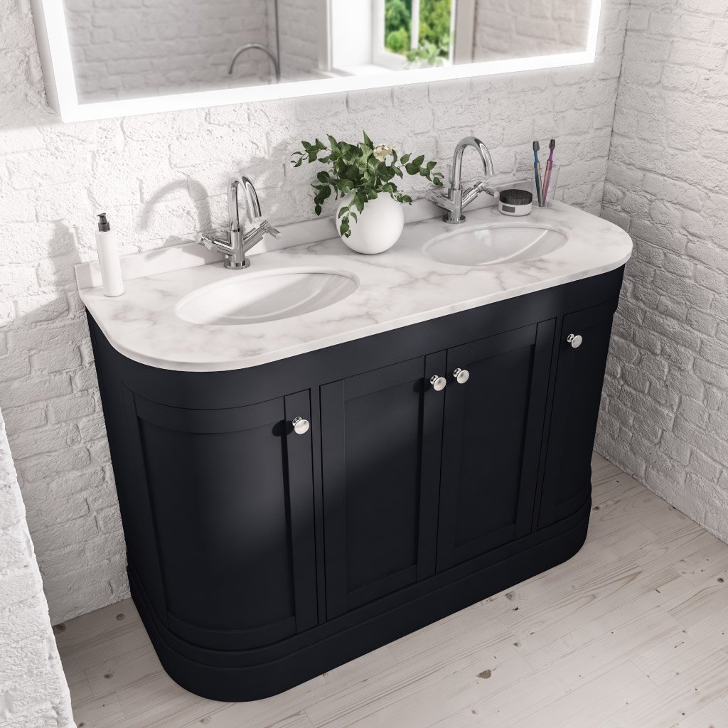 Hardwick 120CM 4 Door Double Bowl Basin Vanity Unit - Matt Anthracite