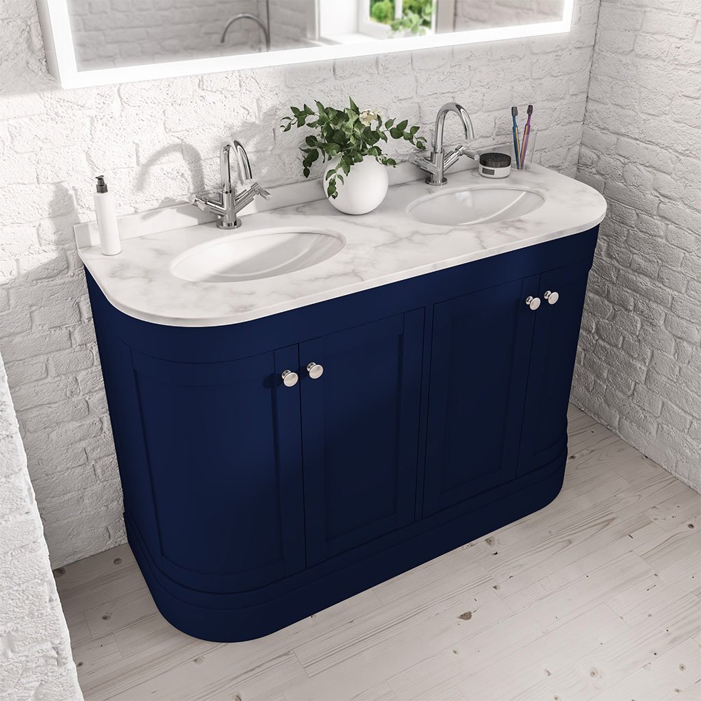 Hardwick 120CM 4 Door Double Bowl Basin Vanity Unit - Blue