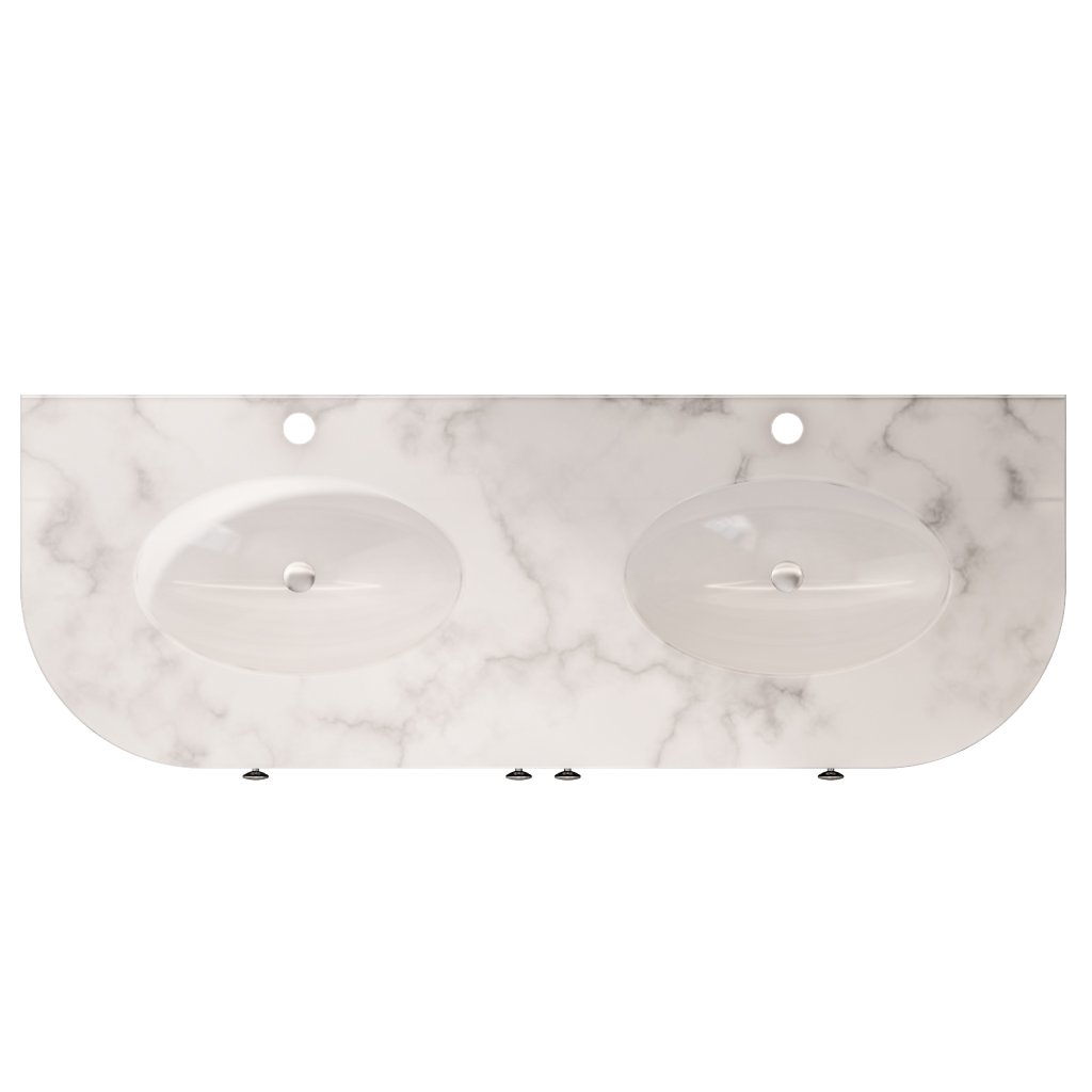 Hardwick 120cm x 44cm 2 Tap Hole Quartz Double Bowl Basin - White