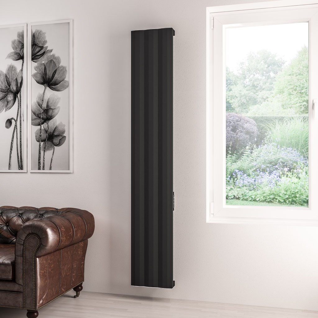 Derwent 1800 x 304 Dry Element Aluminium Radiator Matt Black