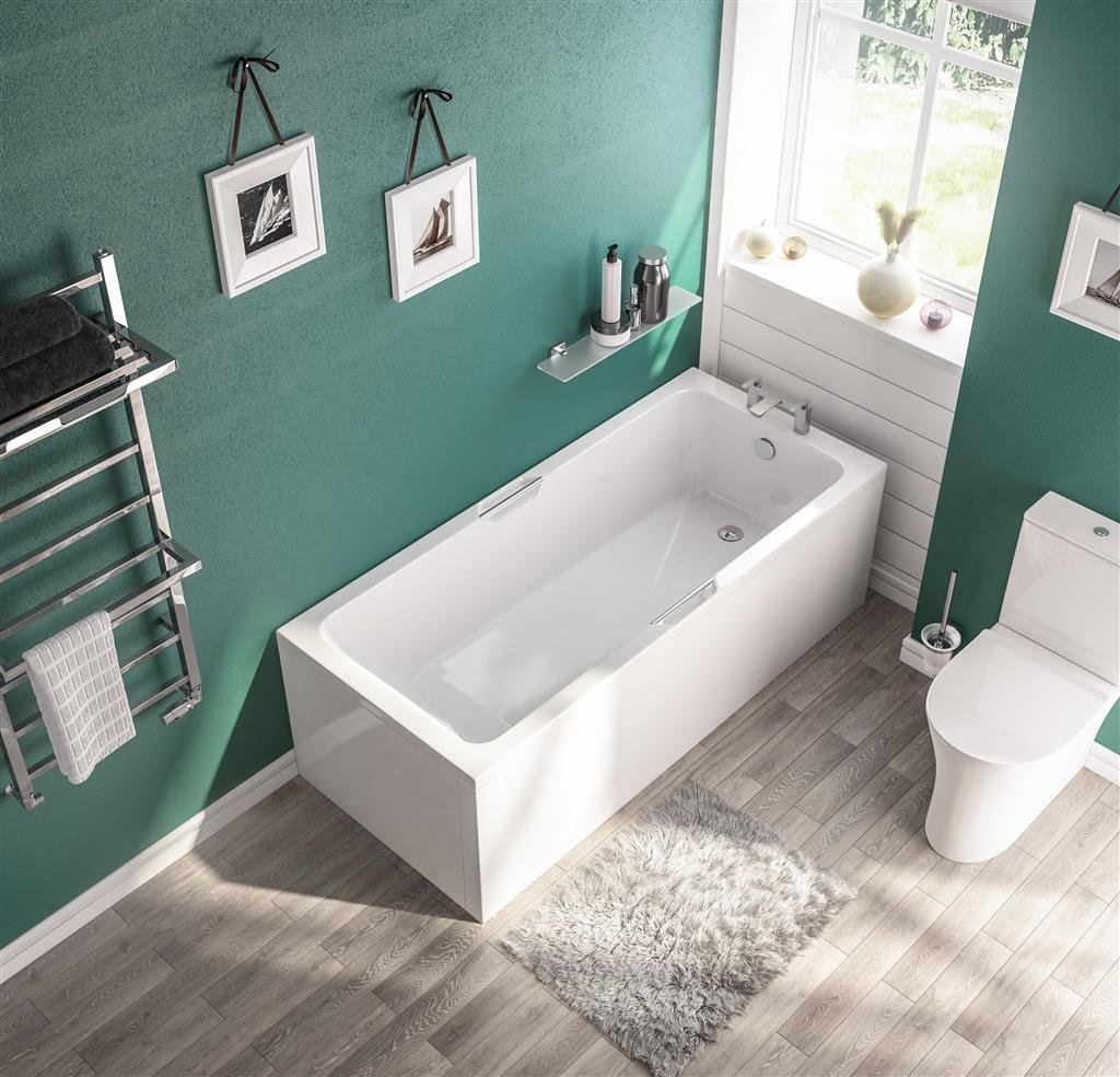 Portland 1800x700x350 Twin Grip (TG) Low Level Eco 5mm  Bath - White