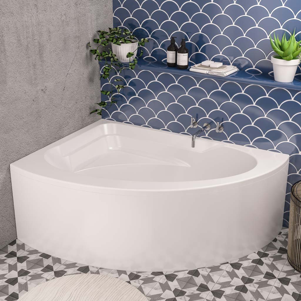 Lundy 1500 x 1040 x 420mm Right Hand (RH) Offset Corner 5mm Bath - White