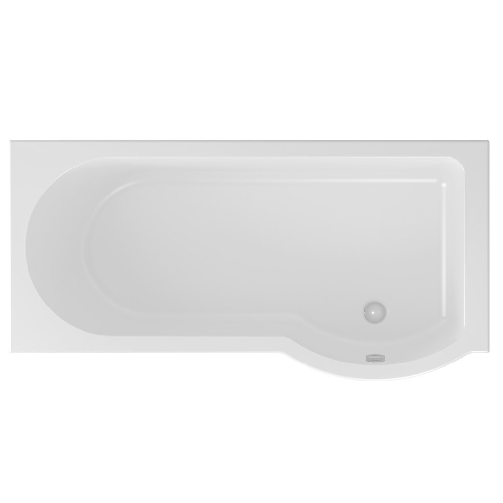 Portland 1600 x 850 x 440mm Right Hand (RH) P-Shaped 5mm Shower Bath - White