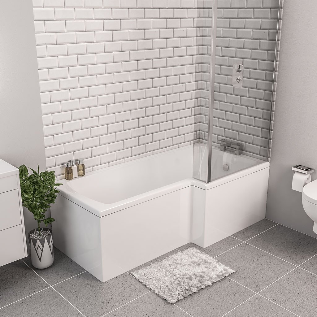 Shannon 1700 x 850 x 400mm Right Hand (RH) L-Shaped Beauforte Shower Bath - White