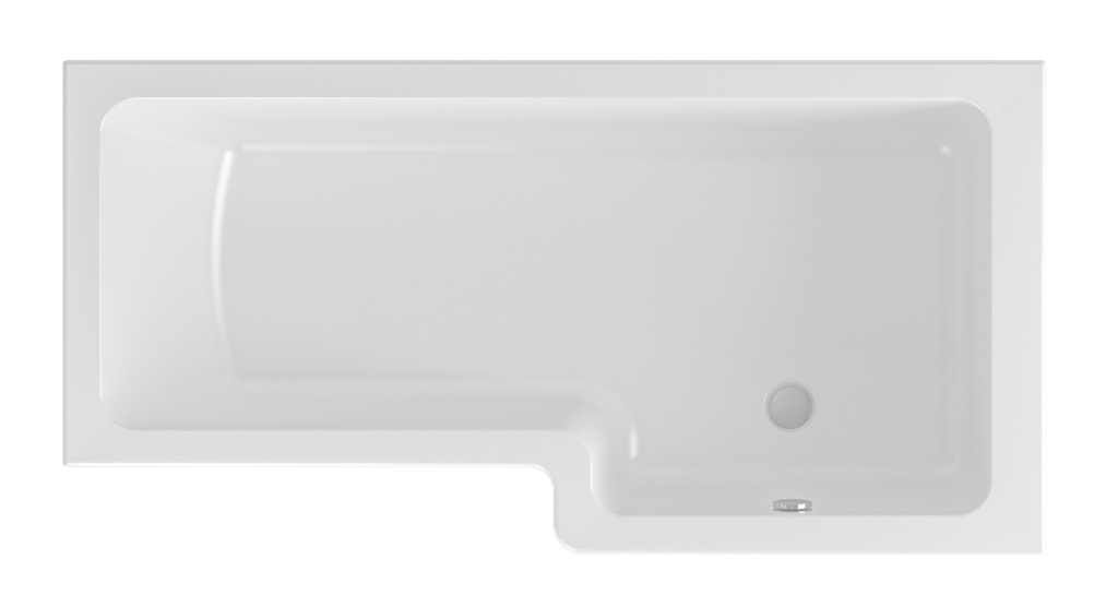 Portland 1500 x 850 x 440mm Right Hand (RH) L-Shaped Beauforte Shower Bath - White