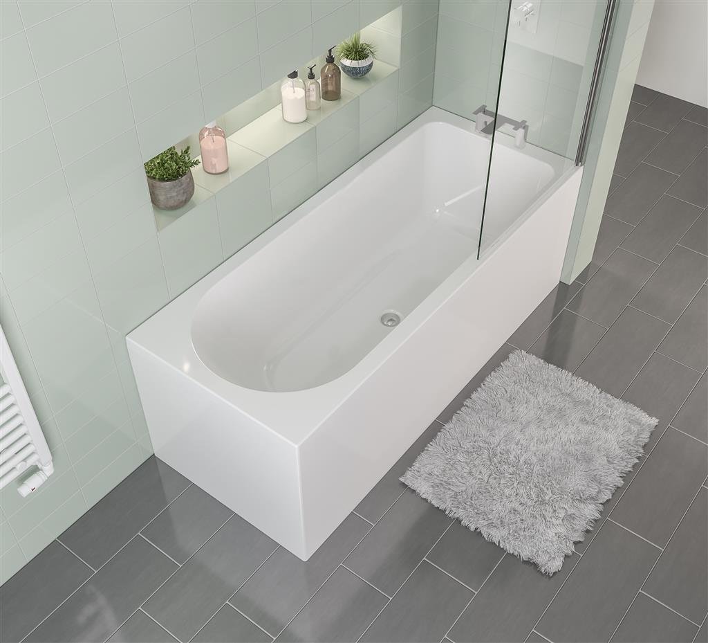 Biscay 1700 x 750 x 440mm Right Hand (RH) Straight Beauforte Shower Bath - White