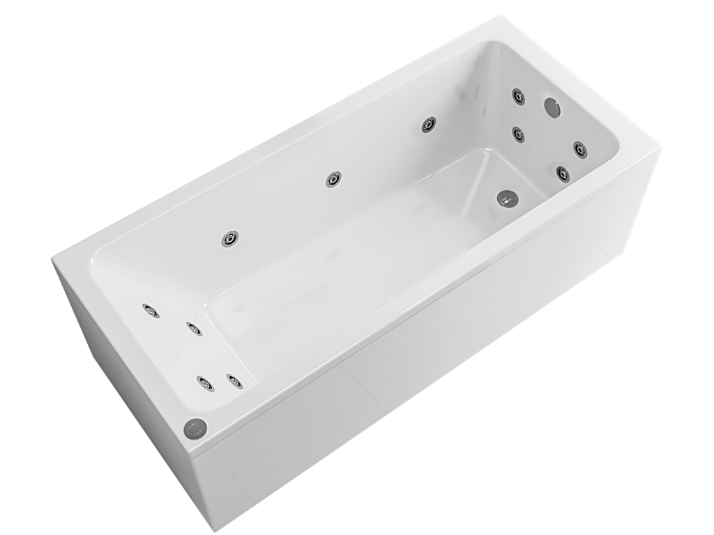 Portland 1700 x 750 x 440mm Single Ended 14 Jet Whirlpool Beauforte Bath - White