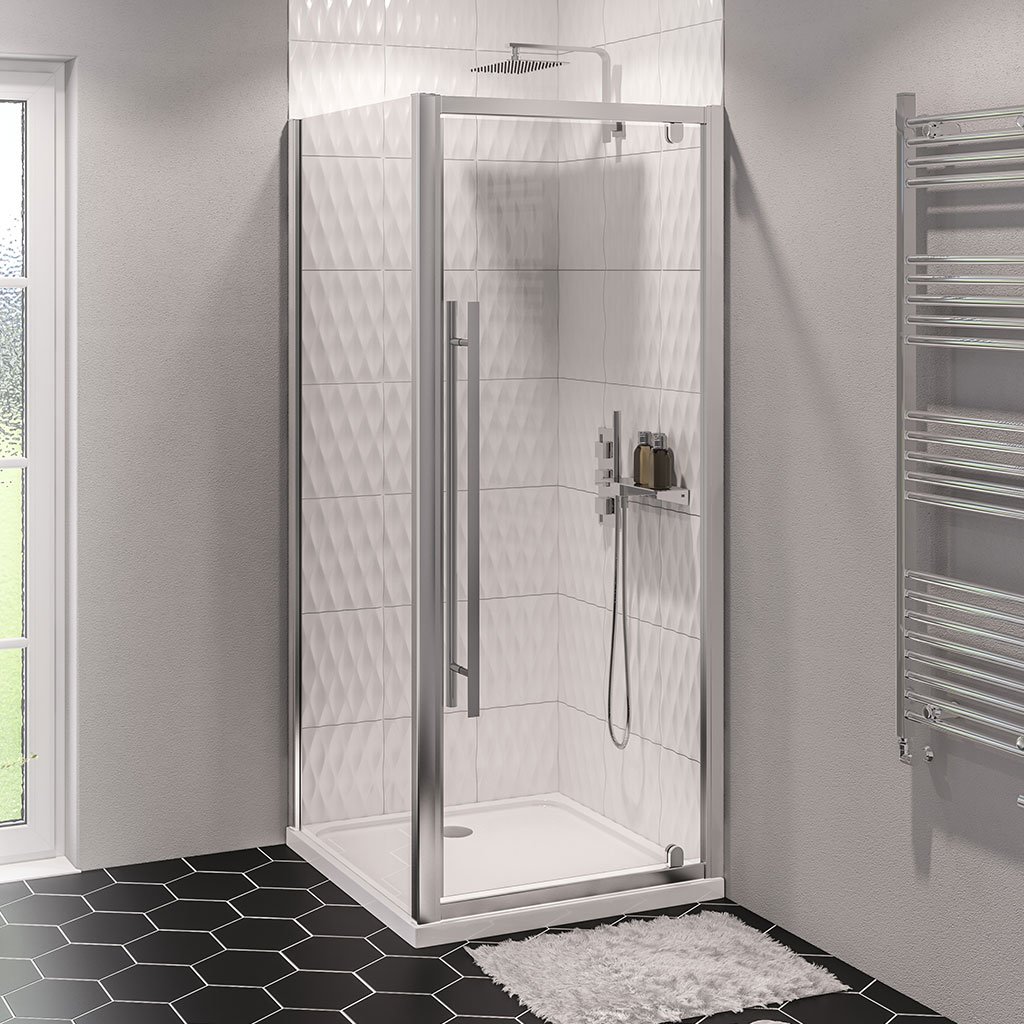 Vantage 2000 6mm Easy Clean 2000mm x 760mm Pivot Shower Door - Chrome