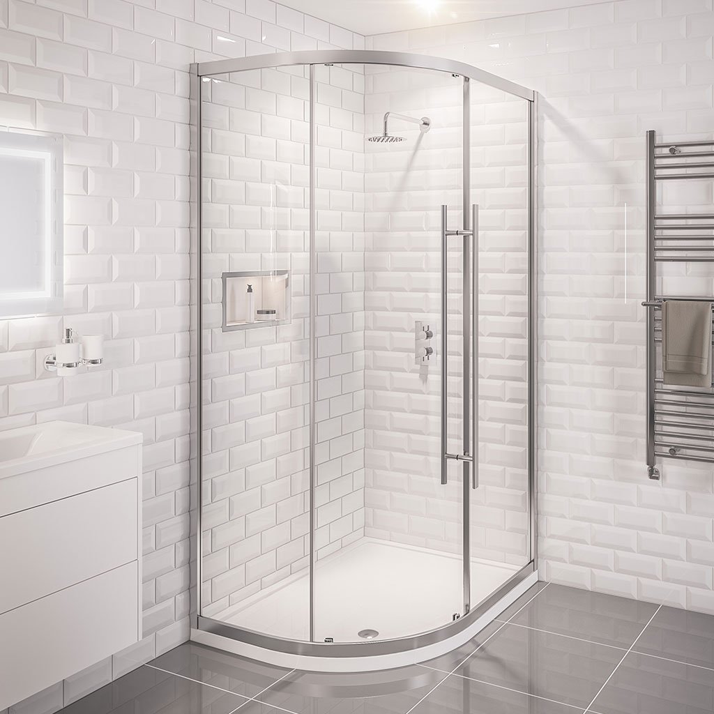 Vantage 2000 6mm Easy Clean 1100x800mm Offset Quadrant Shower Enclosure - Chrome