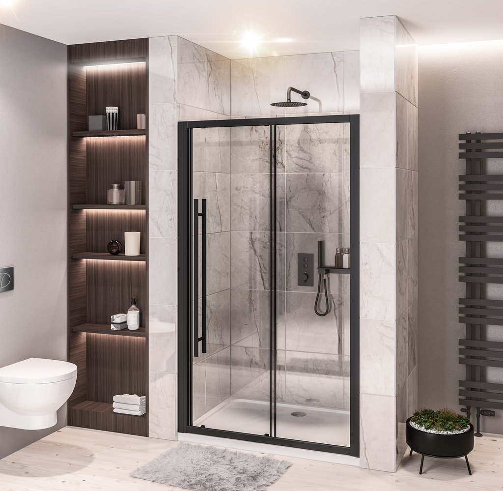 Vantage 2000 Easy Clean 2000x1500mm Slider Shower Door - Matt Black