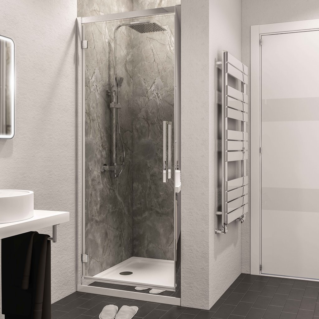 Corniche 2000 8mm Framed 2000mm x 760mm Hinged Shower Door - Chrome