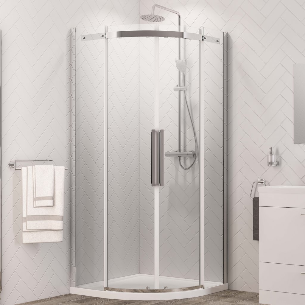 Corniche 2000 800x800mm Quadrant Shower Enclosure - Chrome