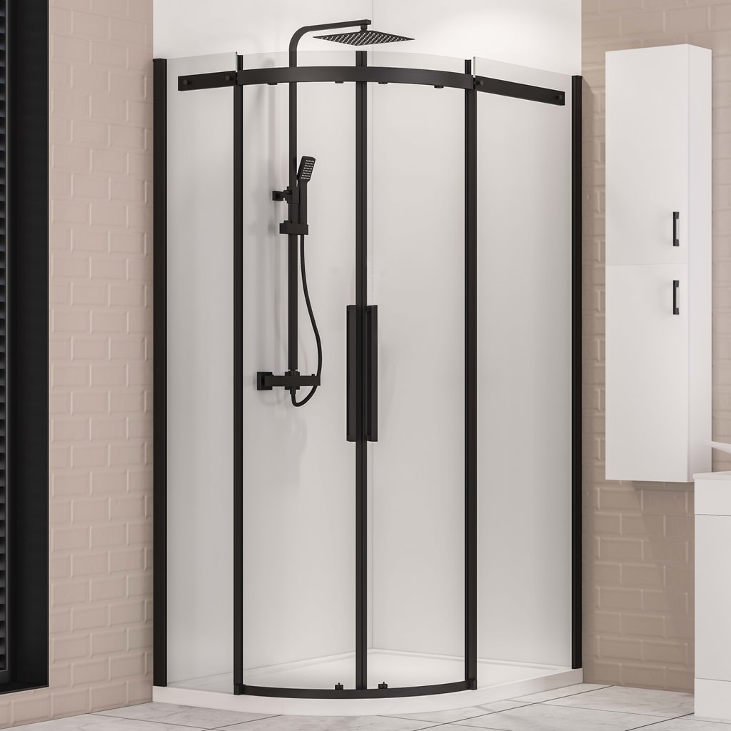 Corniche 2000 1200x800mm Left Hand Offset Quadrant Shower Enclosure - Matt Black