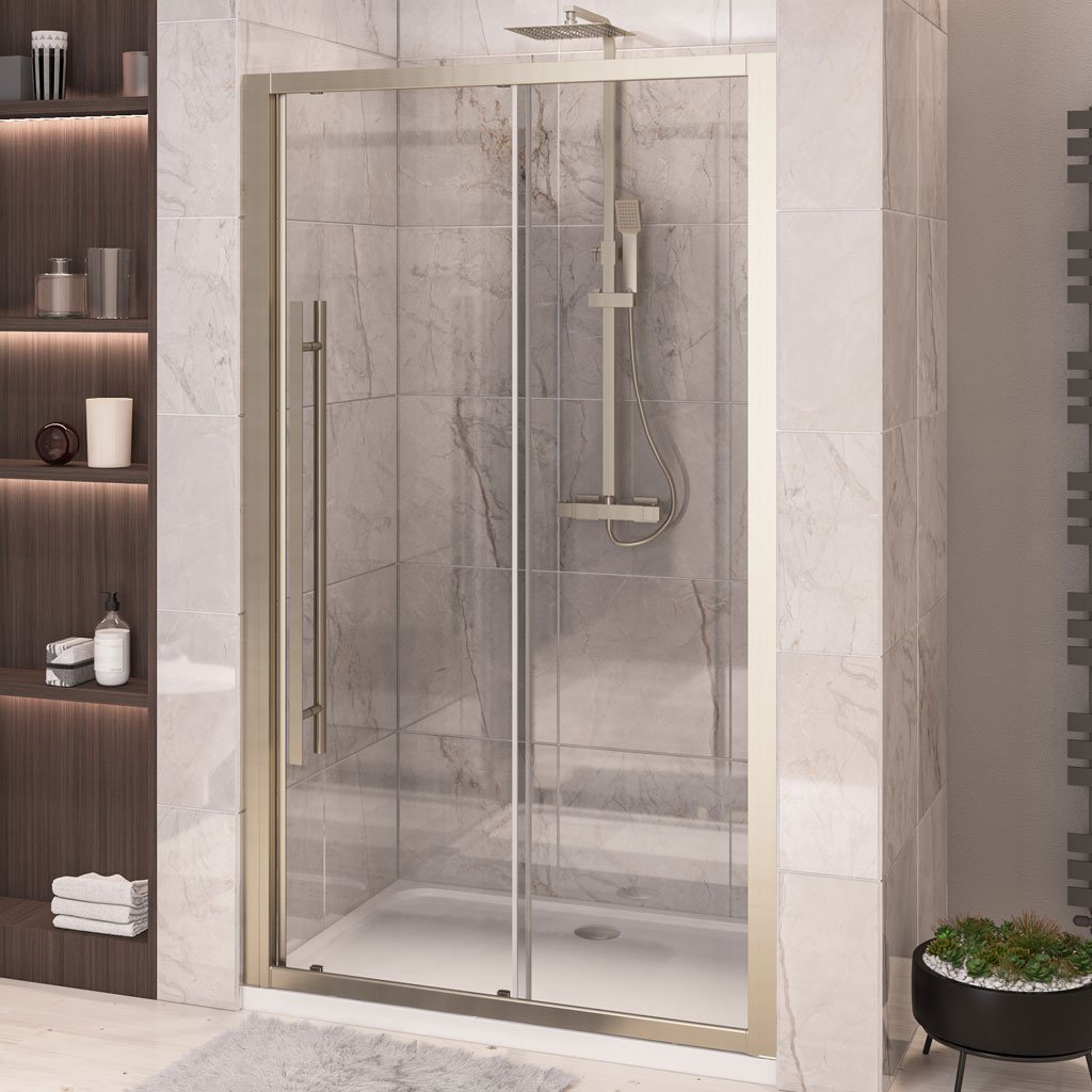 Vantage 2000 Easy Clean 2000mm x 1600mm Slider Shower Door - Brushed Brass