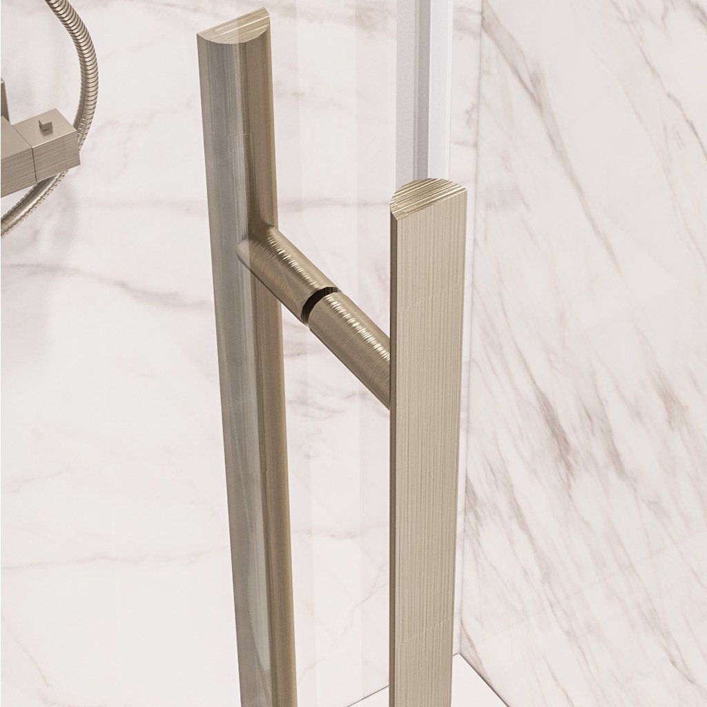 Vantage 2000 6mm Easy Clean 1400x760mm Offset Quadrant Shower Enclosure - Brushed Brass