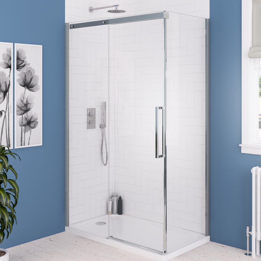 Corniche 2000 8mm Semi-Frameless 2000mm x 1100mm Slider Shower Door - Chrome