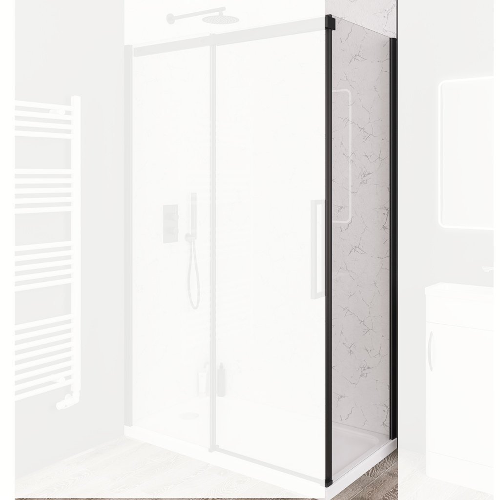 Corniche 2000 8mm Easy Clean 2000mm x 760mm Side Panel - Matt Black