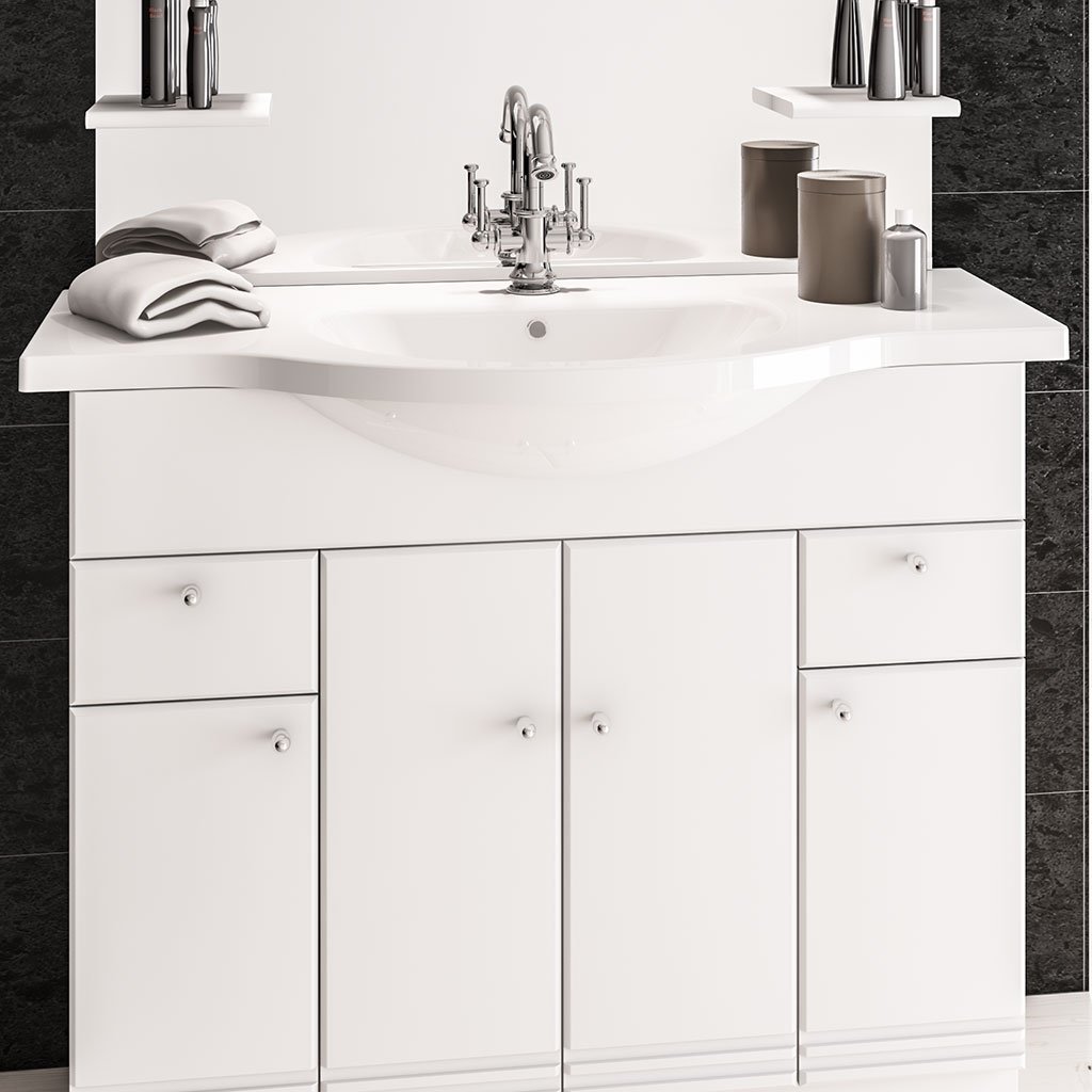 Madrid 100cm x 39cm 1 Tap Hole Basin - White