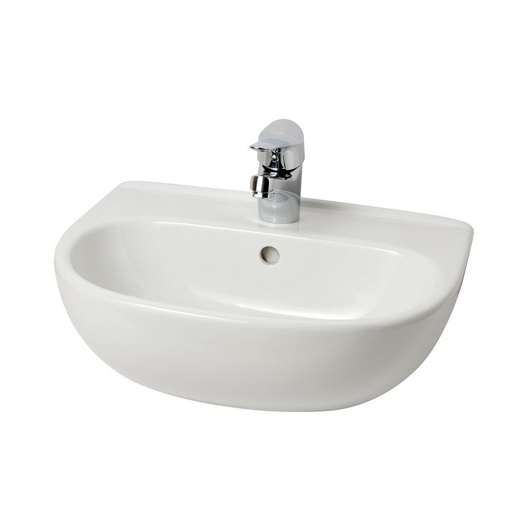 45cm x 35cm 1 Tap Hole Cloakroom Basin with Overflow - White