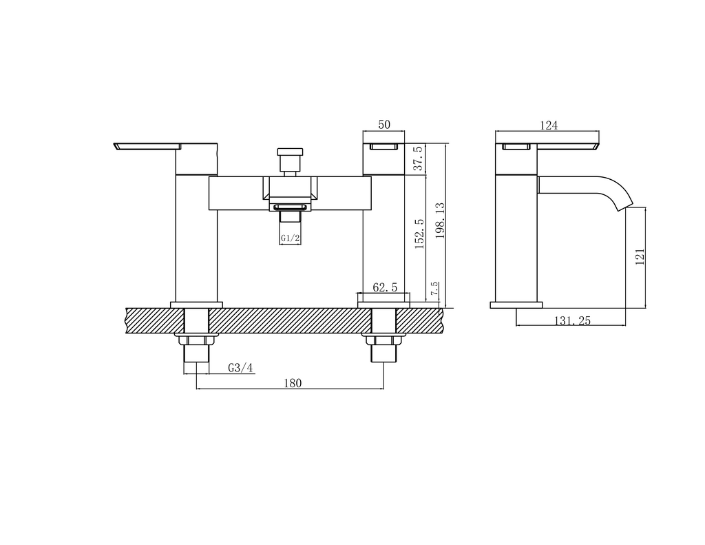 Hooper Bath Shower Mixer (BSM) Tap with Handset Chrome 