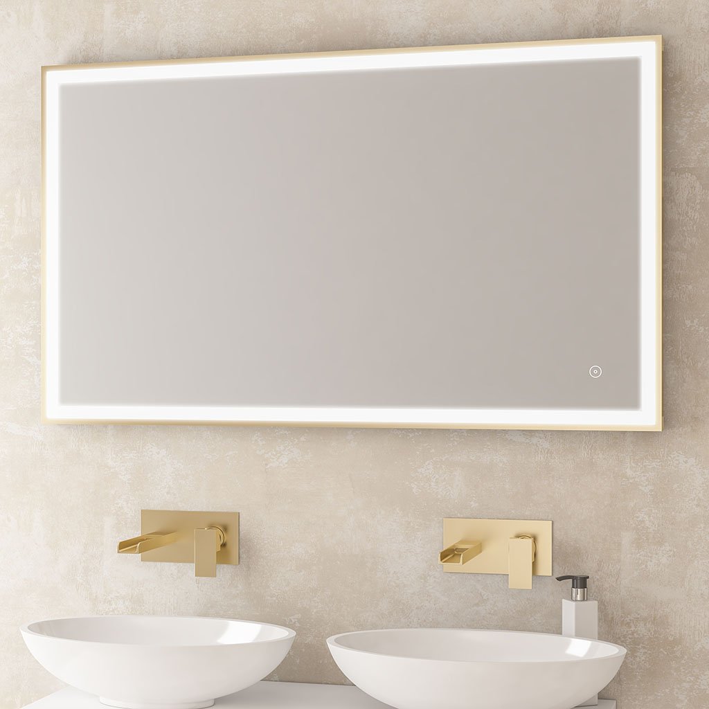 Castelli 1200x700mm LED Framed Bathroom Mirror - Brushed Brass